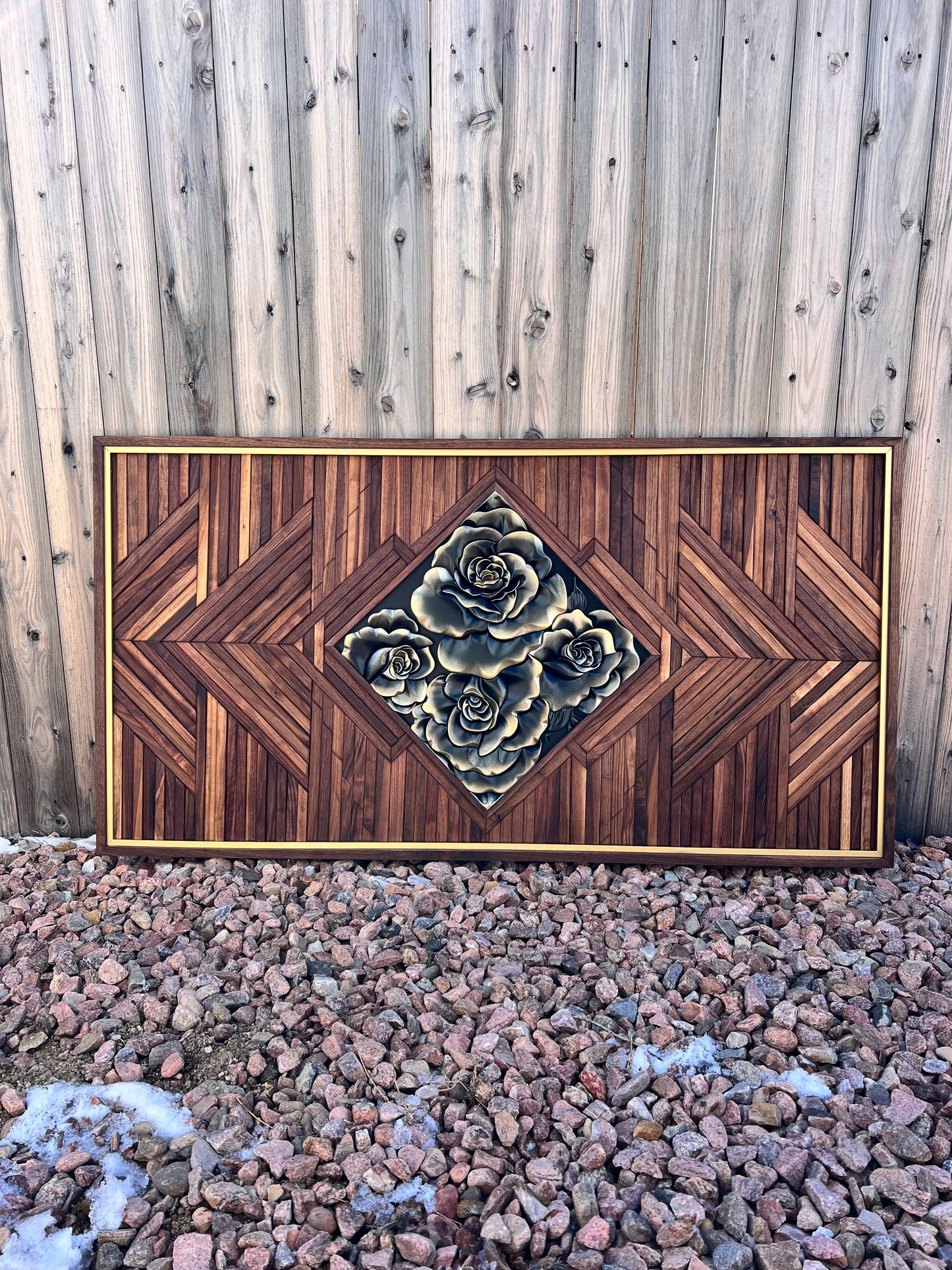 Floral with walnut mosaic