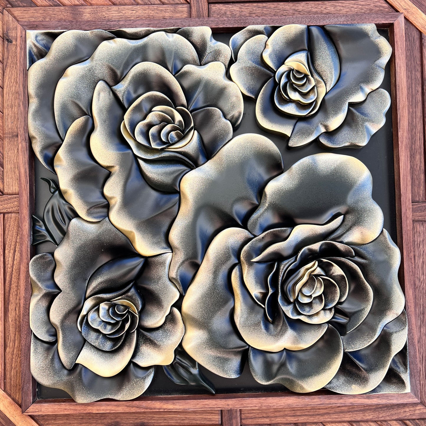 Floral with walnut mosaic