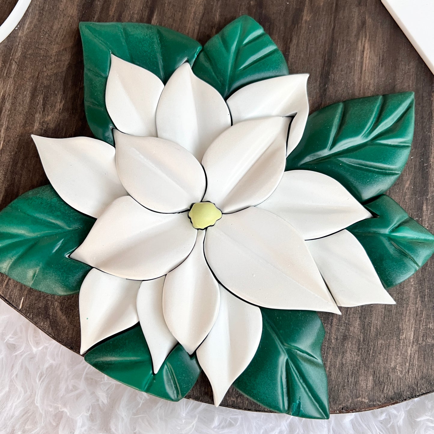 White Poinsettia Christmas Countdown Sign