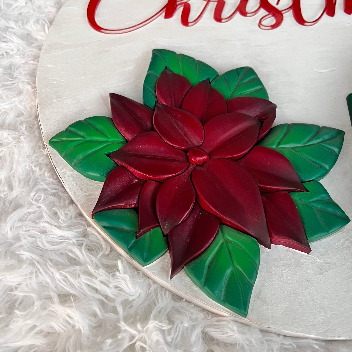 Red Poinsettia Christmas Countdown Sign