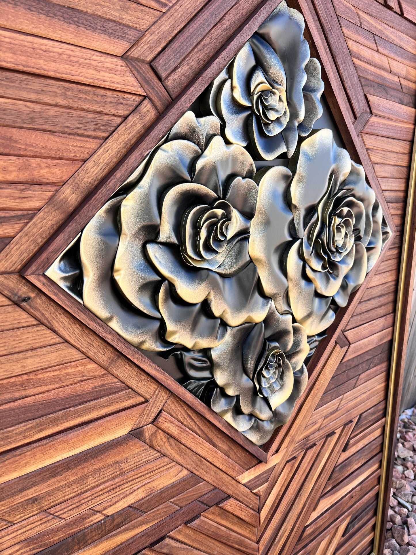 Floral with walnut mosaic