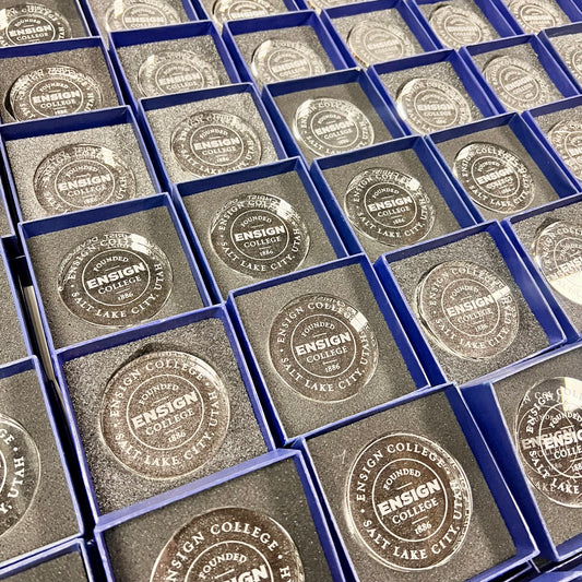 Engraved Glass Paper Weight
