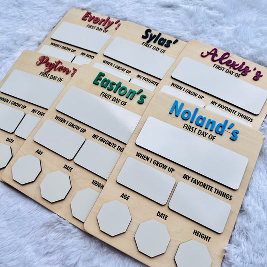 Personalized 1st day of School Signs