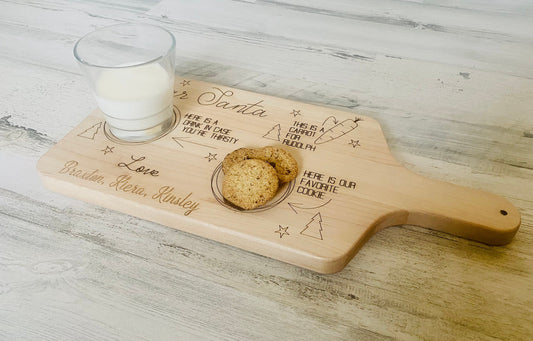 Santa Cookie Tray, Cookie Cutting Board, Santa Cookie And Milk Tray, Cutting Board, Christmas Decor, Santa Cutting Board