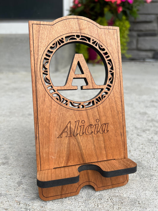 Phone and Tablet Holder For Desk, Personalized Phone Stand, Phone Docking Station, Desk Accessory, Engraved Phone Holder, Phone Stand