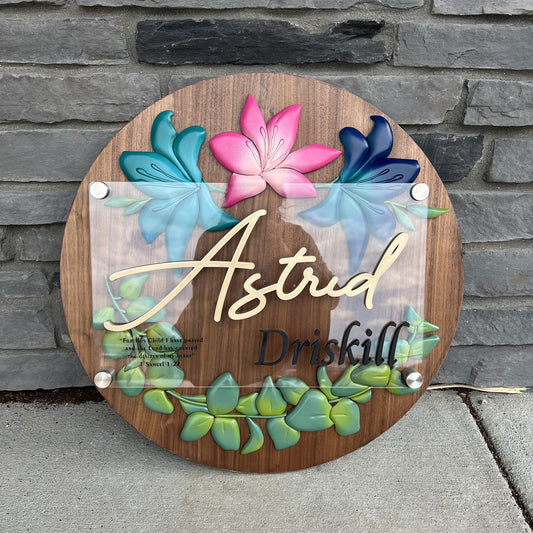 3d floral sign, Nursery Sign, Custom Name Sign