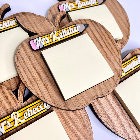 Sticky Note Holder, personalized teacher notepad